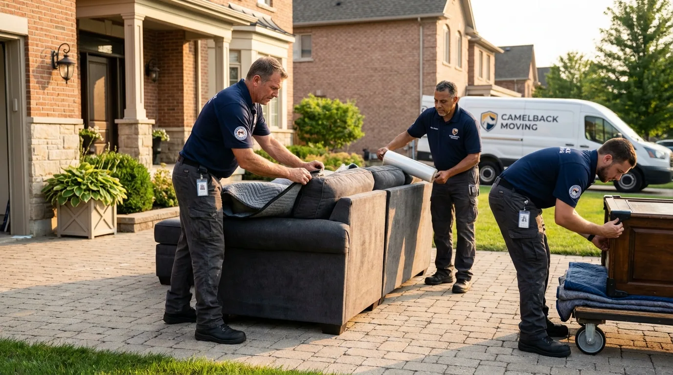Large estate moving crew wrapping furniture in National City, CA