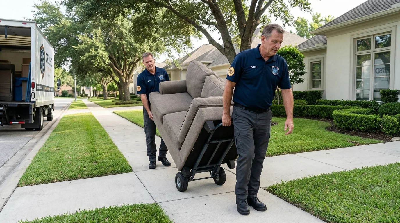 Local residential moving crew loading furniture in National City, CA